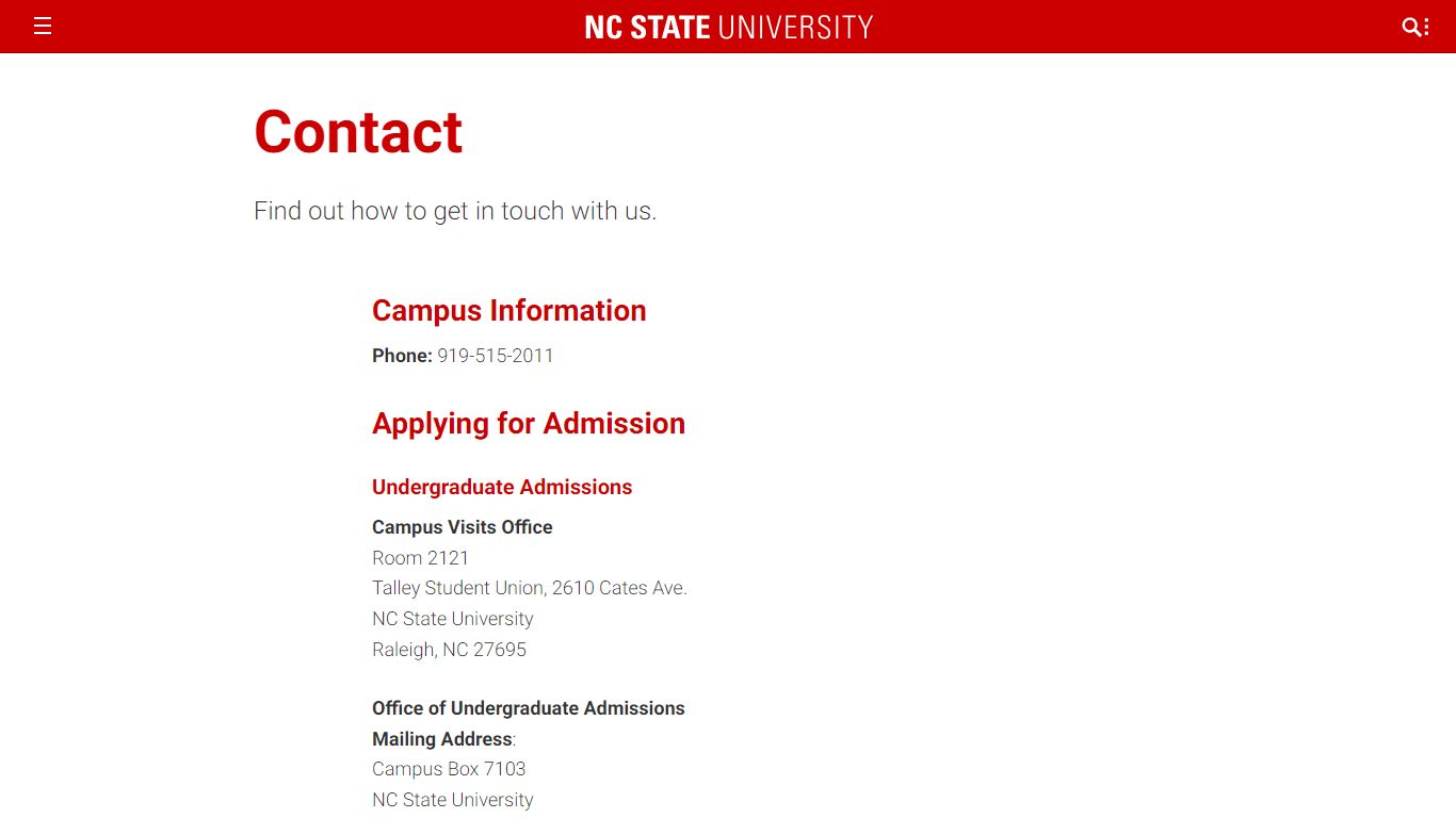 Contact | NC State University